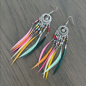 Boho Multicolor Beaded Dangle Earrings